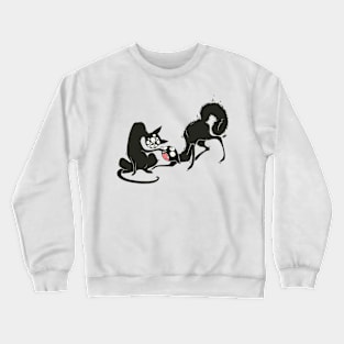 Strange Funny Black Cats With Many Eyes Crewneck Sweatshirt